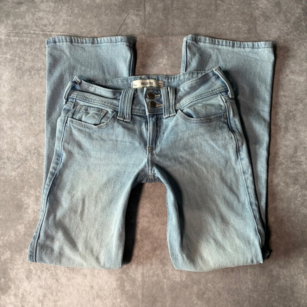 Hollister Low Rise Bootcut Jeans Light Wash Y2K 00s Denim W24 Short